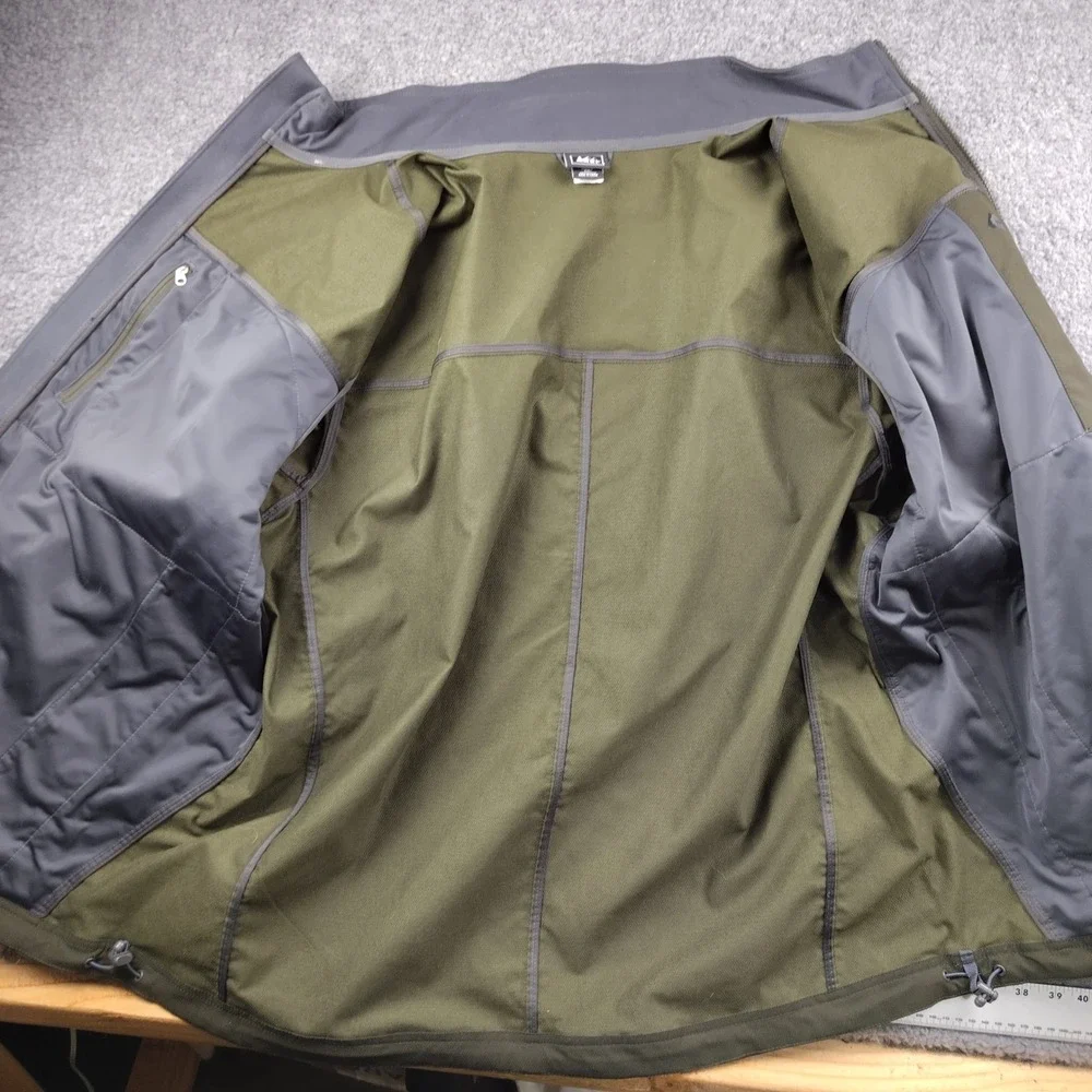 REI Mens 2XL XXL Jacket Olive Green Softshell Full Zip Fleece Lined Hike Commute